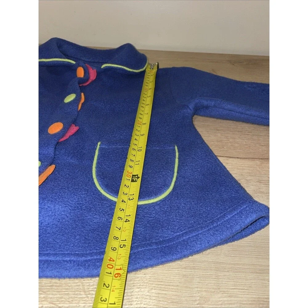 2 Cute 4 You Fleece Jacket Toddler Blue Peplum Flower Buttons Vintage 90s 2T